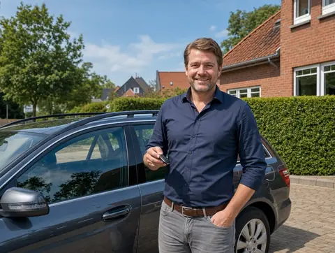 Verkäufer aus Flensburg mit dem verkauften Fahrzeug