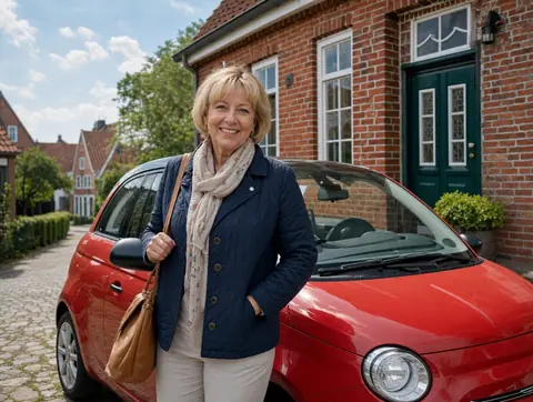 Verkäufer aus Wees mit dem verkauften Fahrzeug